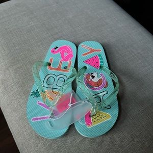 Turquoise flip-flops